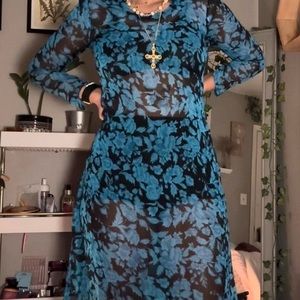 Size medium blue and black sheer dress